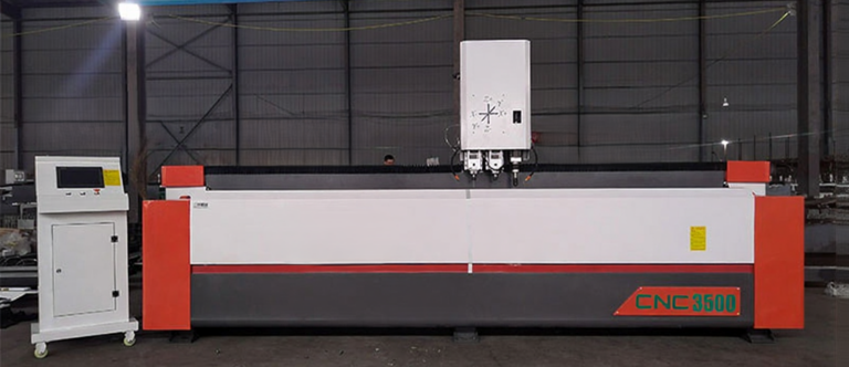 3 axis aluminum profile double head CNC drilling milling machine, dual spindle heads on heavy duty CNC drilling milling machine, 3500mm CNC drilling and milling machine control panel