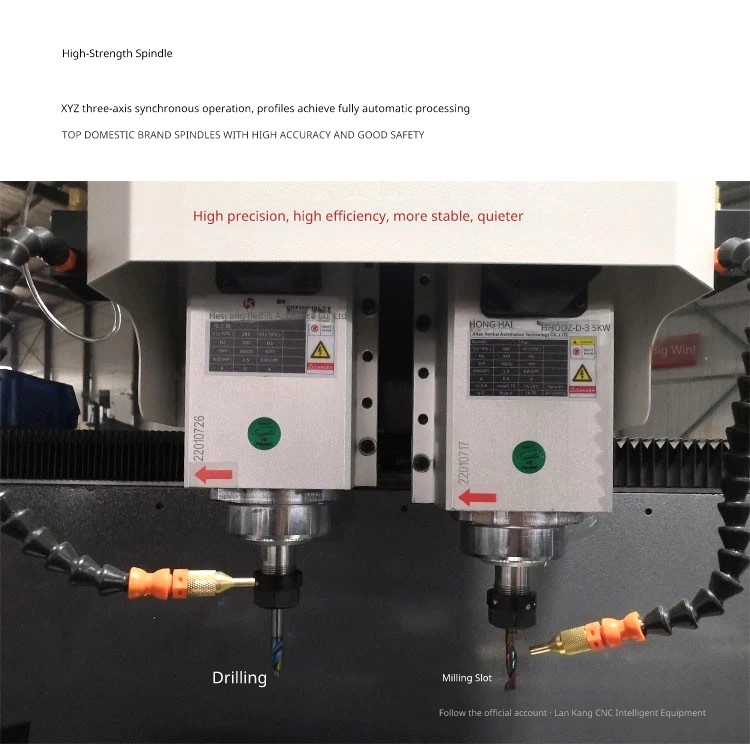 3500mm 3 Axis Aluminum profile double head CNC drilling milling Machine